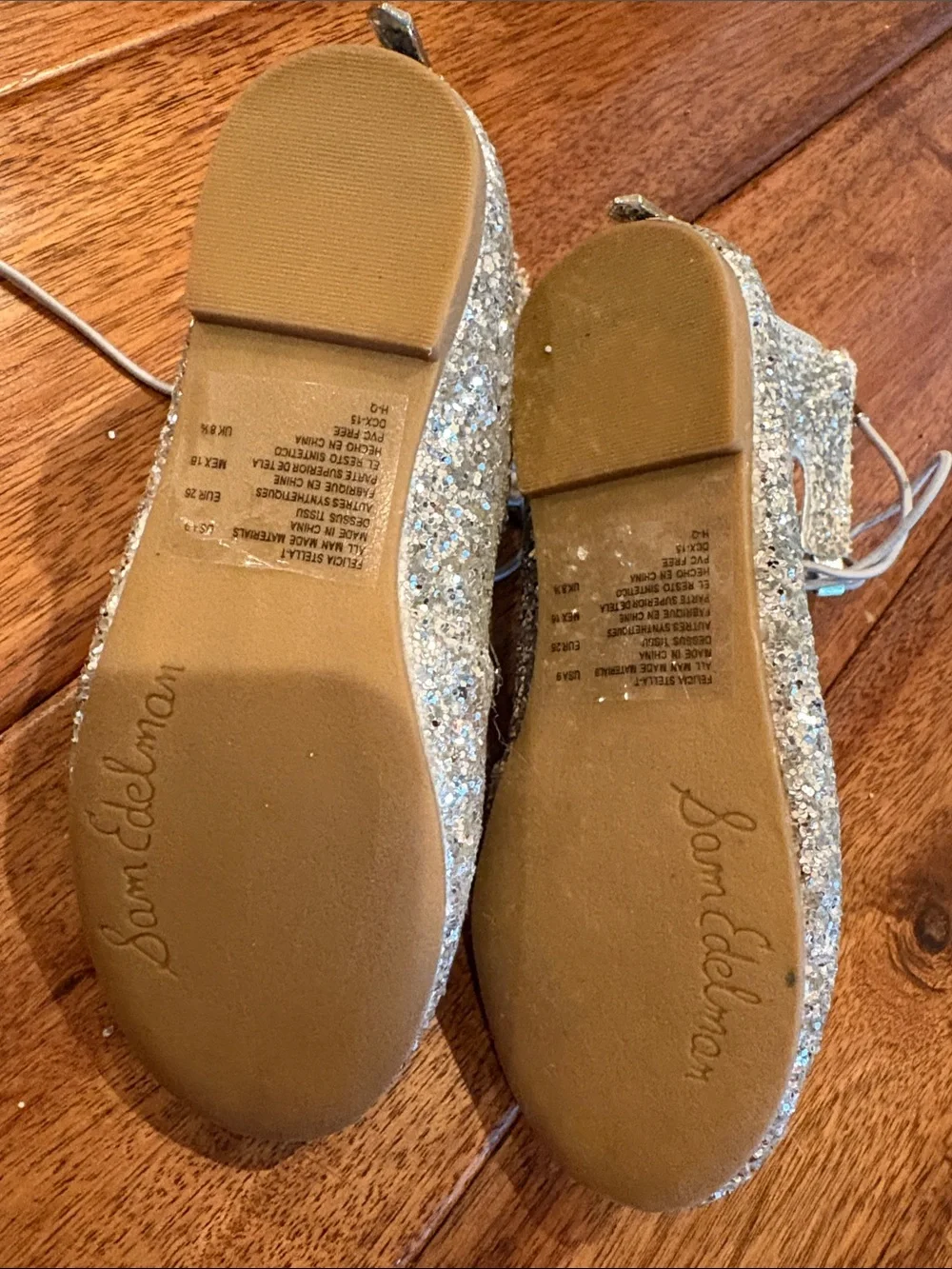 Sam Edelman Silver Glitter Lace-Up Kids Dress Shoes